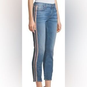 7 For All Mankind Roxanne Ankle Skinny Jeans with Pink Side Stripes Size 24